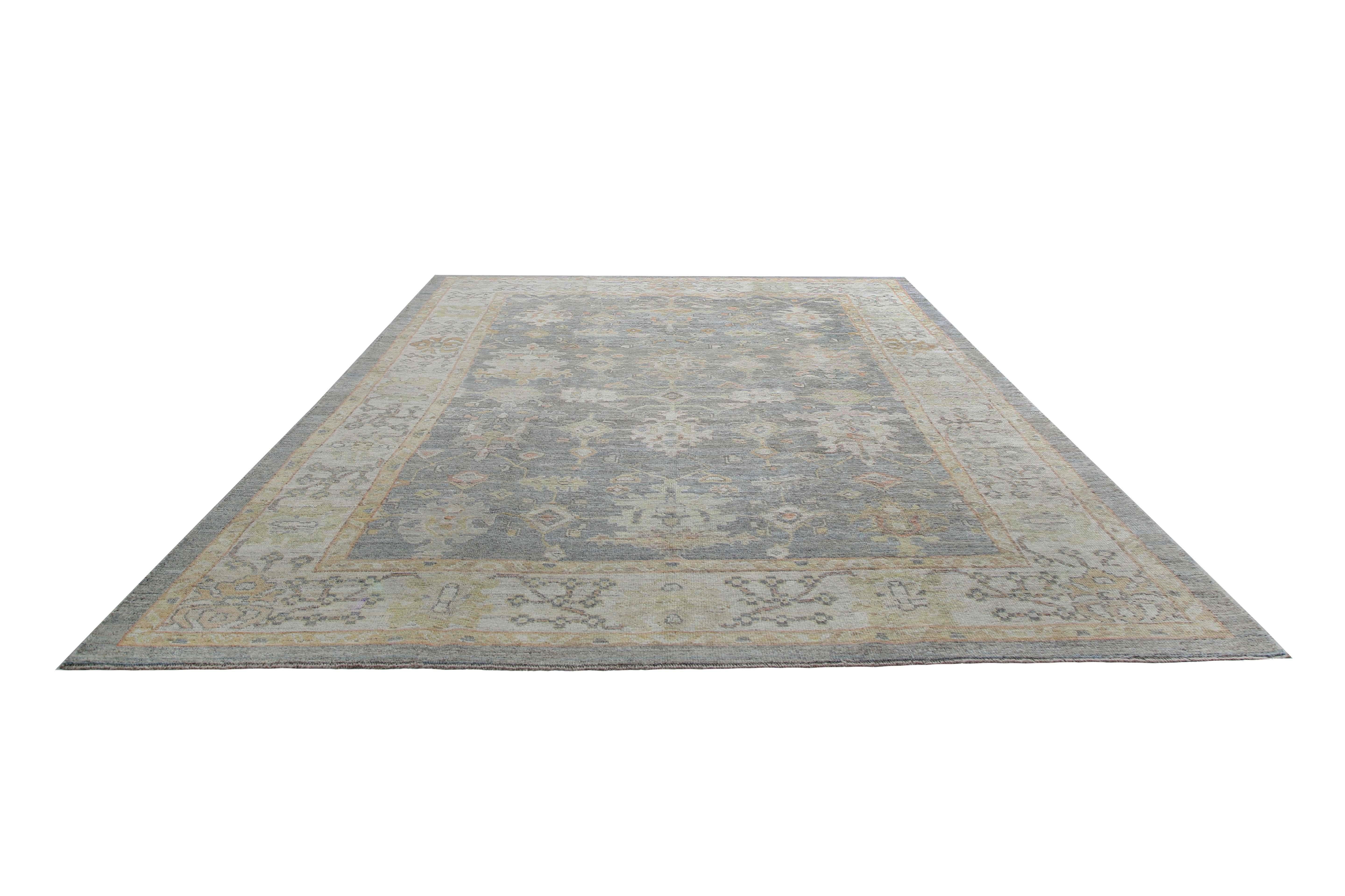 Contemporary Faded Turkish Oushak Rug Handmade from Turkey For Sale