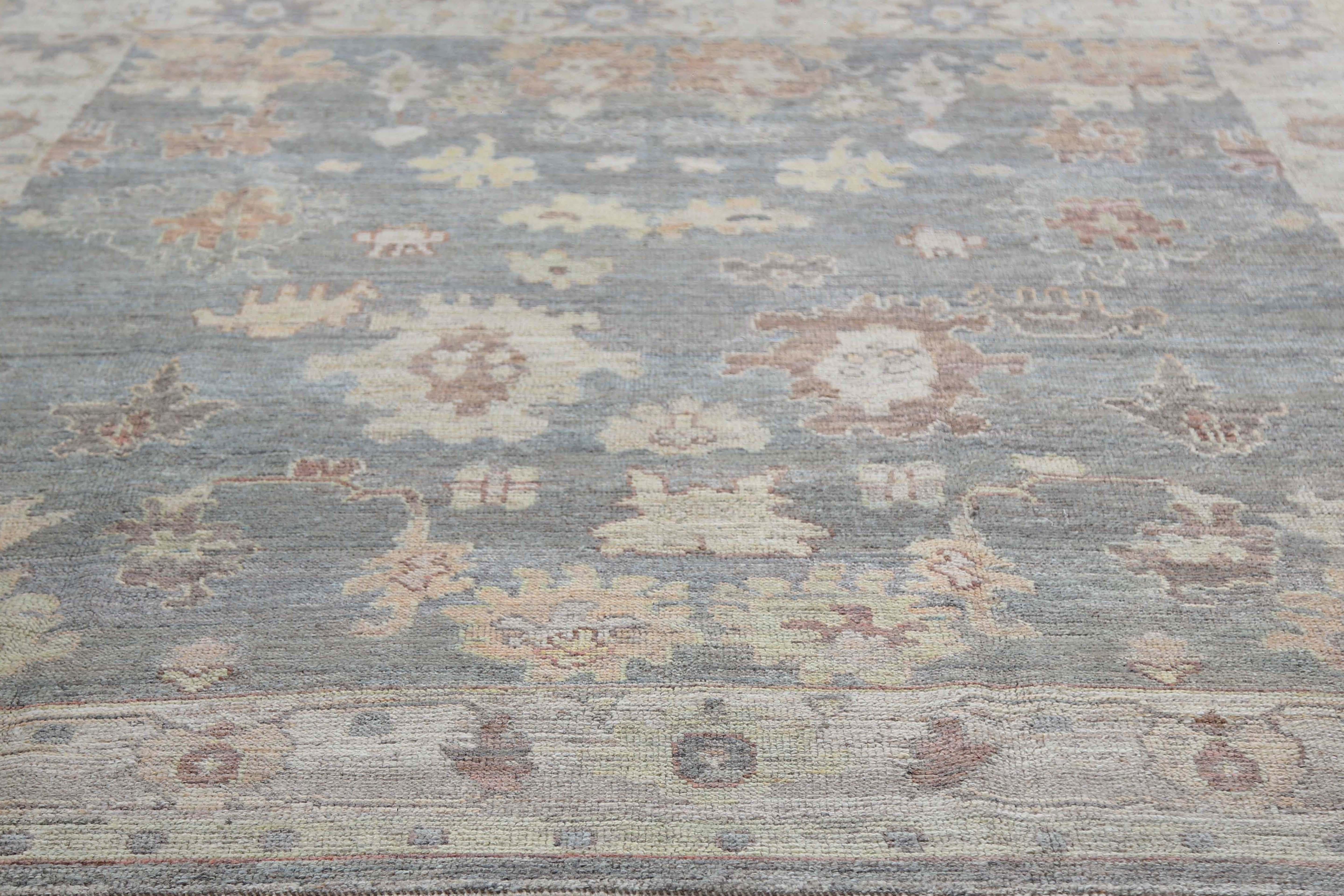 Contemporary Faded Turkish Oushak Rug Handmade from Turkey For Sale