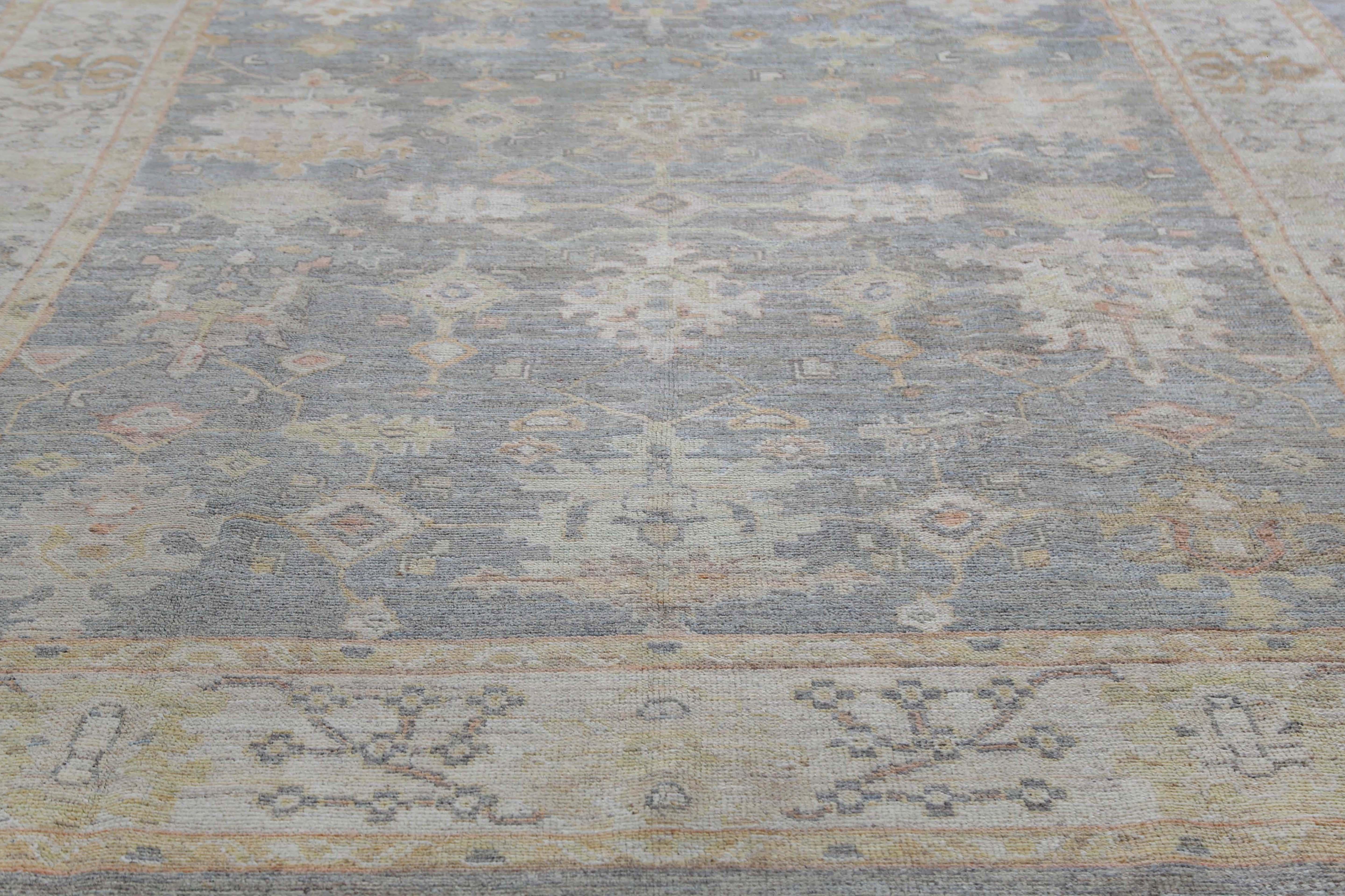 Wool Faded Turkish Oushak Rug Handmade from Turkey For Sale
