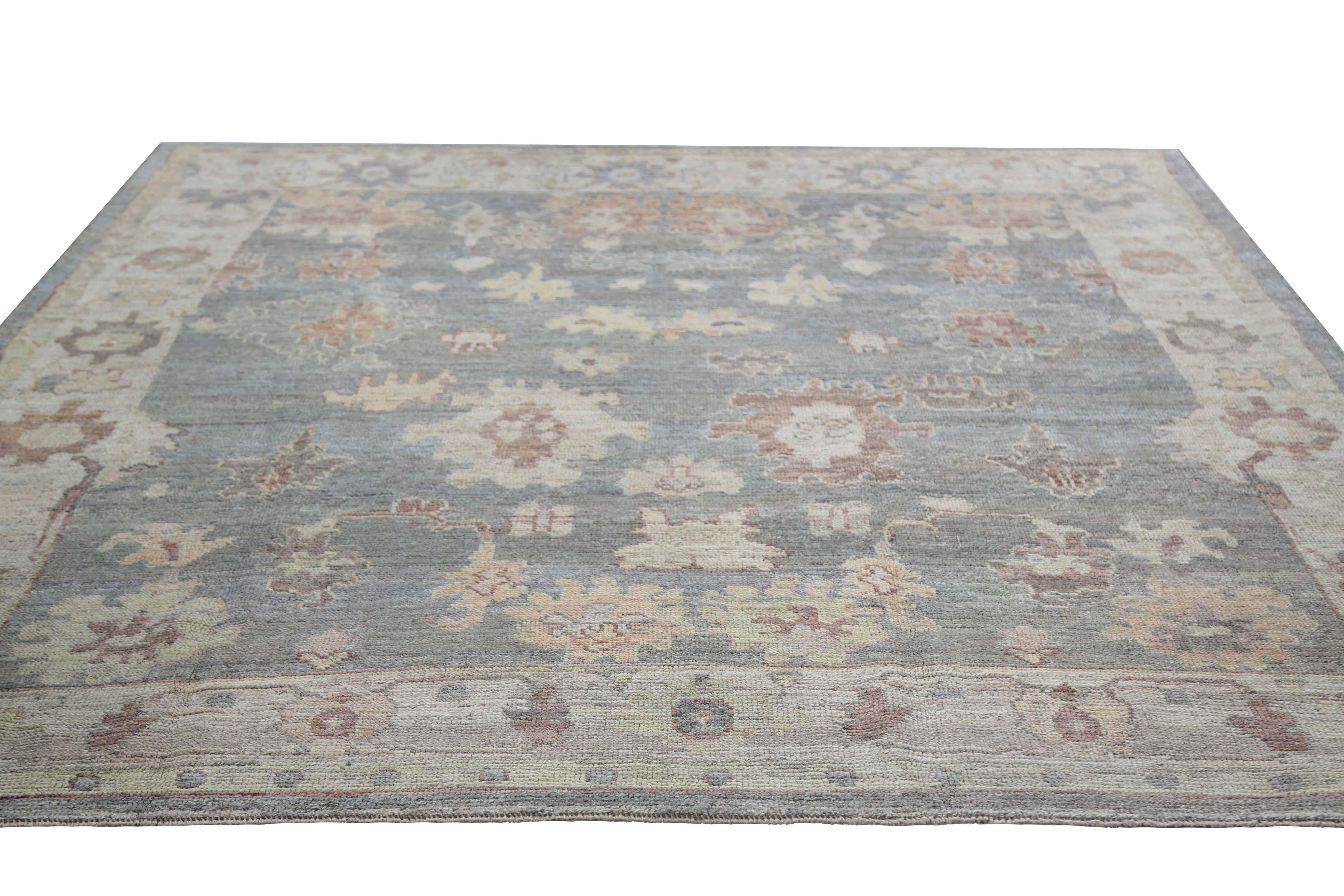 Wool Faded Turkish Oushak Rug Handmade from Turkey For Sale