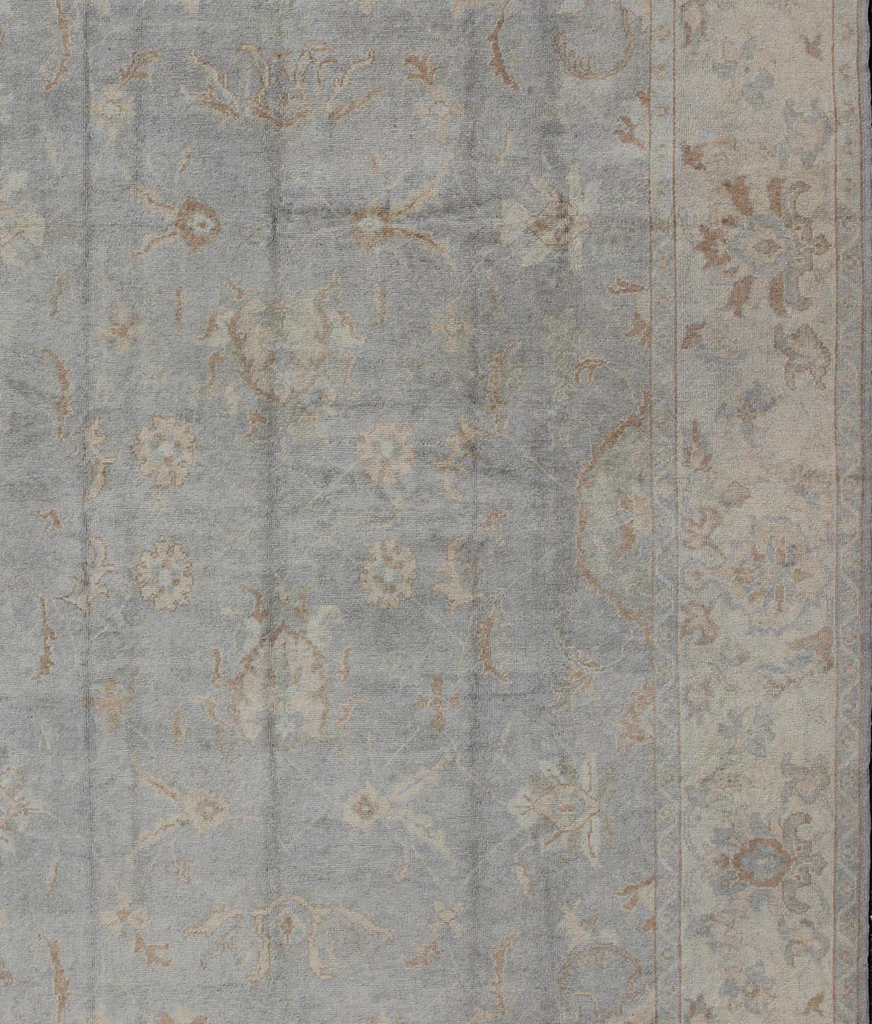 Large Turkish Oushak Rug With All-Over Vining Floral Design by Keivan Woven Arts In New Condition For Sale In Atlanta, GA