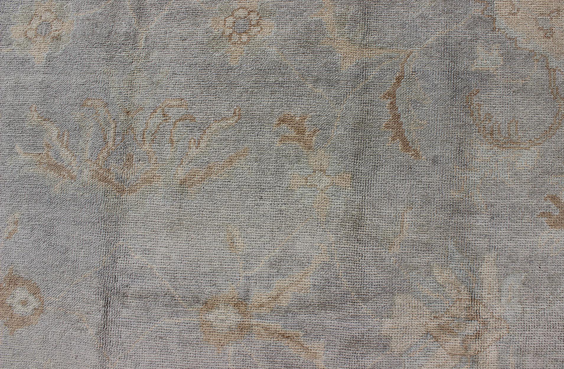 Large Turkish Oushak Rug With All-Over Vining Floral Design by Keivan Woven Arts For Sale 1
