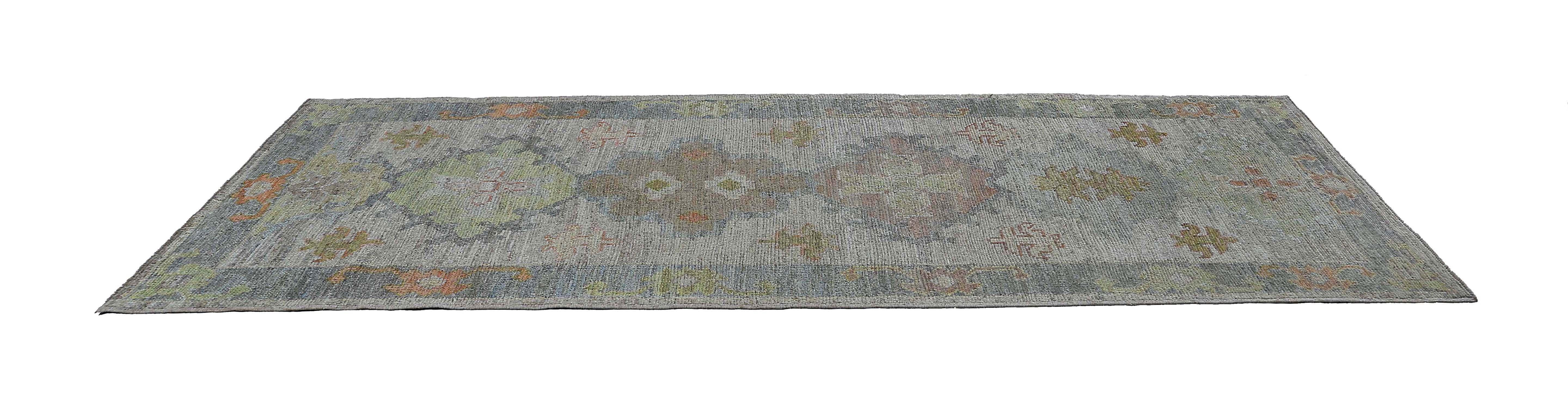 20th Century Afghanistan Oushak Runner Rug Circa 1990 - Wool Ivory Design - 95499 For Sale