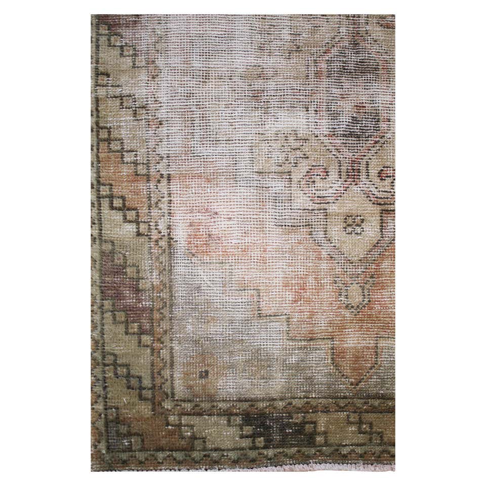 Vintage Hand-Knotted Turkish Wool Rug in Faded Indigo at 1stDibs