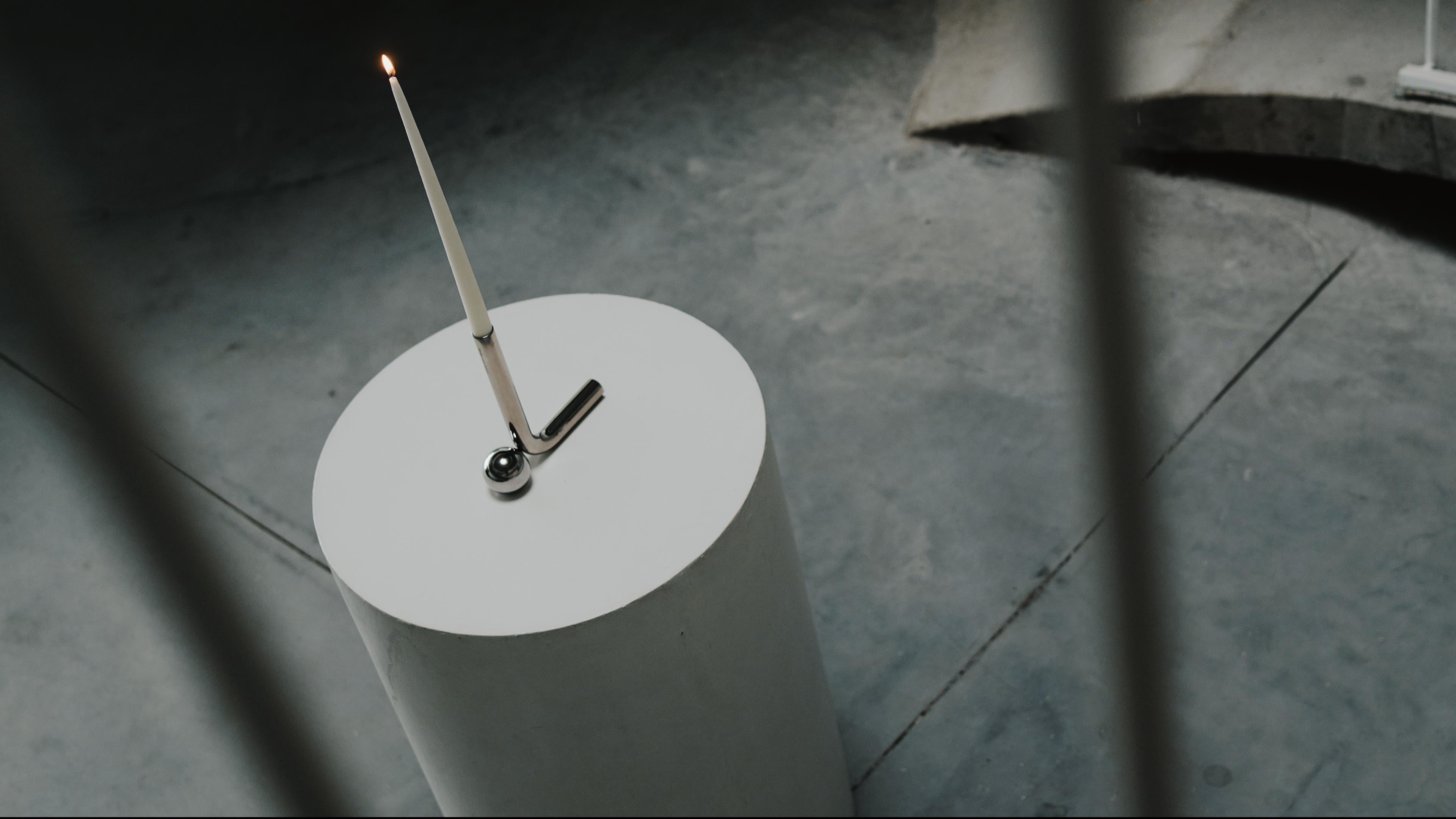 Stainless Steel Fado Candlestick by Joana Teixeira For Sale