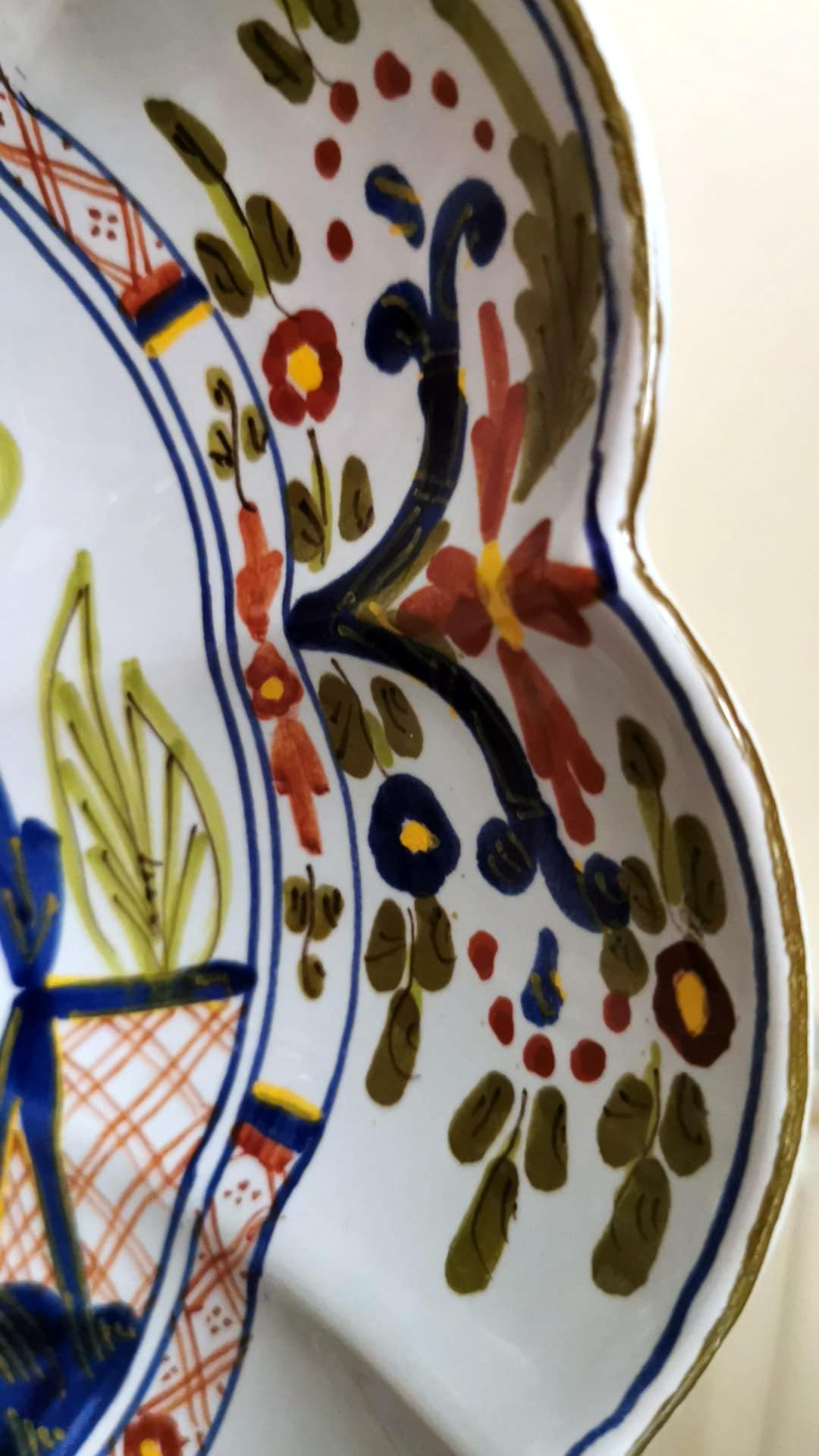 Faenza Italian Ceramic Centerpiece Tray Hand Painted Decoration 