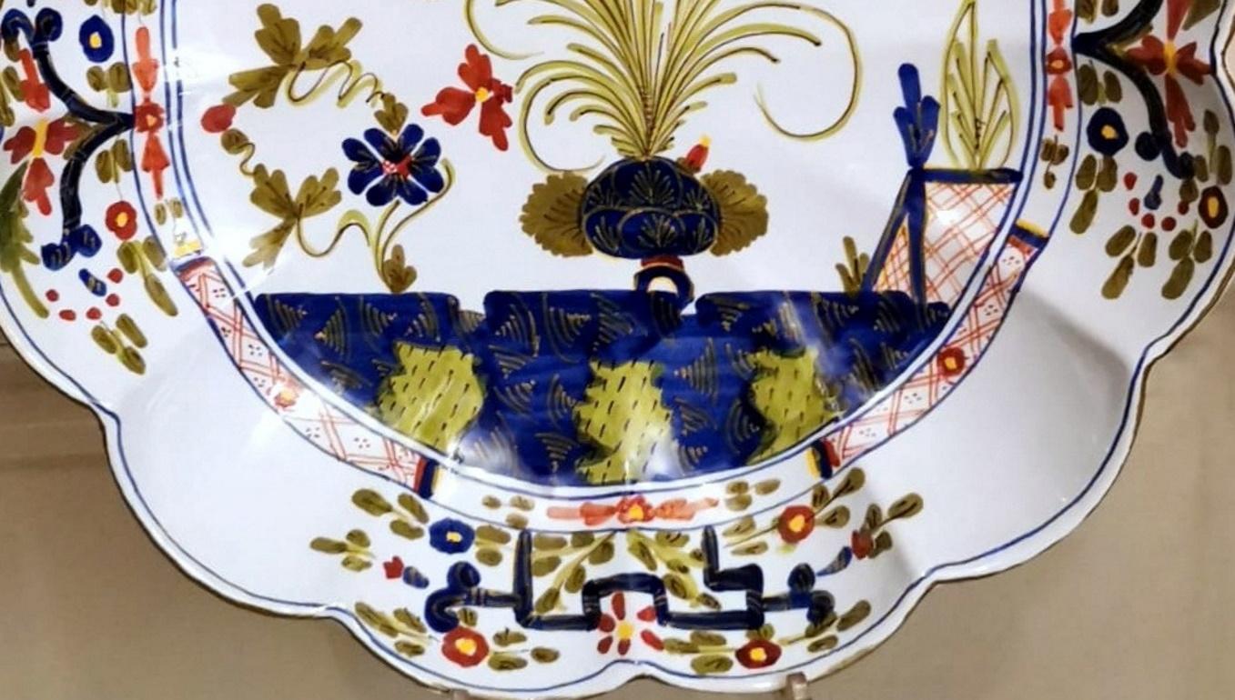 Faenza Italian Ceramic Centerpiece Tray Hand Painted Decoration 