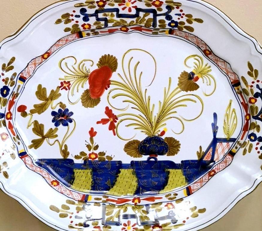 Chinoiserie Faenza Italian Ceramic Table Tray Hand Painted Decoration 