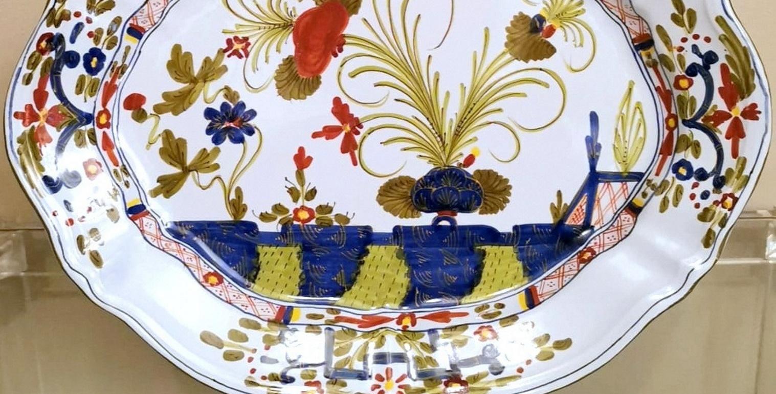 Hand-Painted Faenza Italian Ceramic Table Tray Hand Painted Decoration 