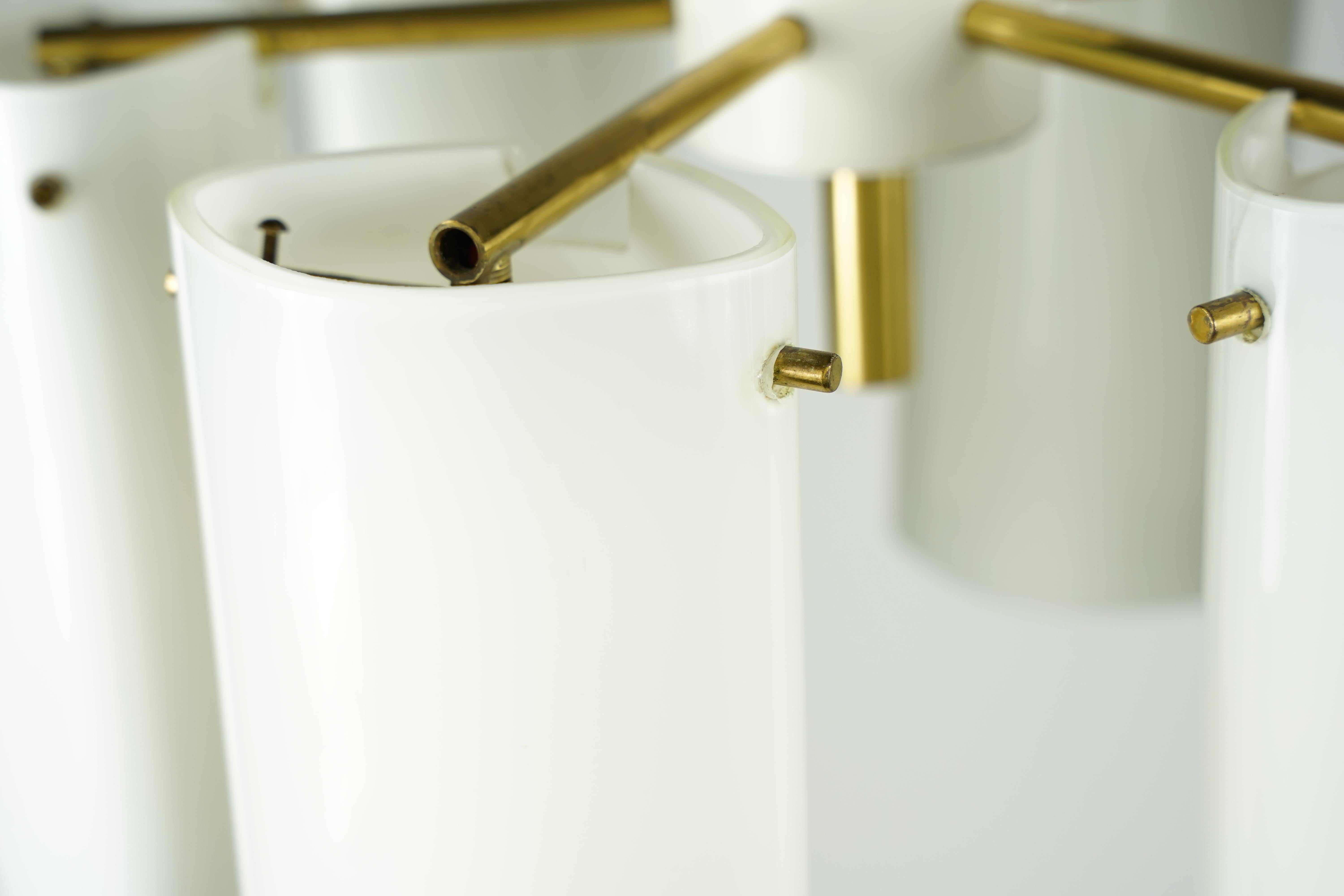 Swedish Fagerhult chandelier Glass and Brass, Sweden, 1960 For Sale