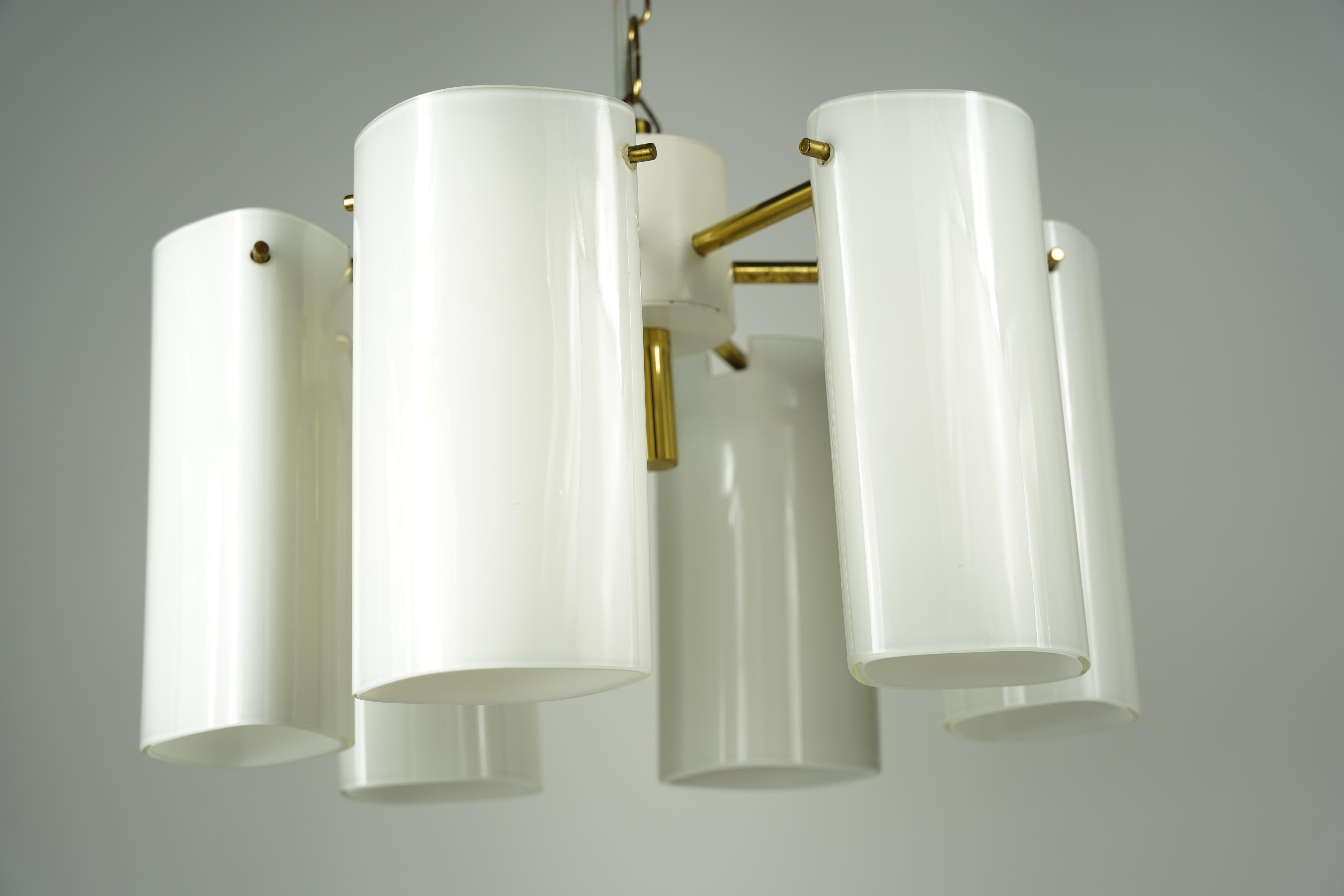 Fagerhult chandelier Glass and Brass, Sweden, 1960 For Sale 1