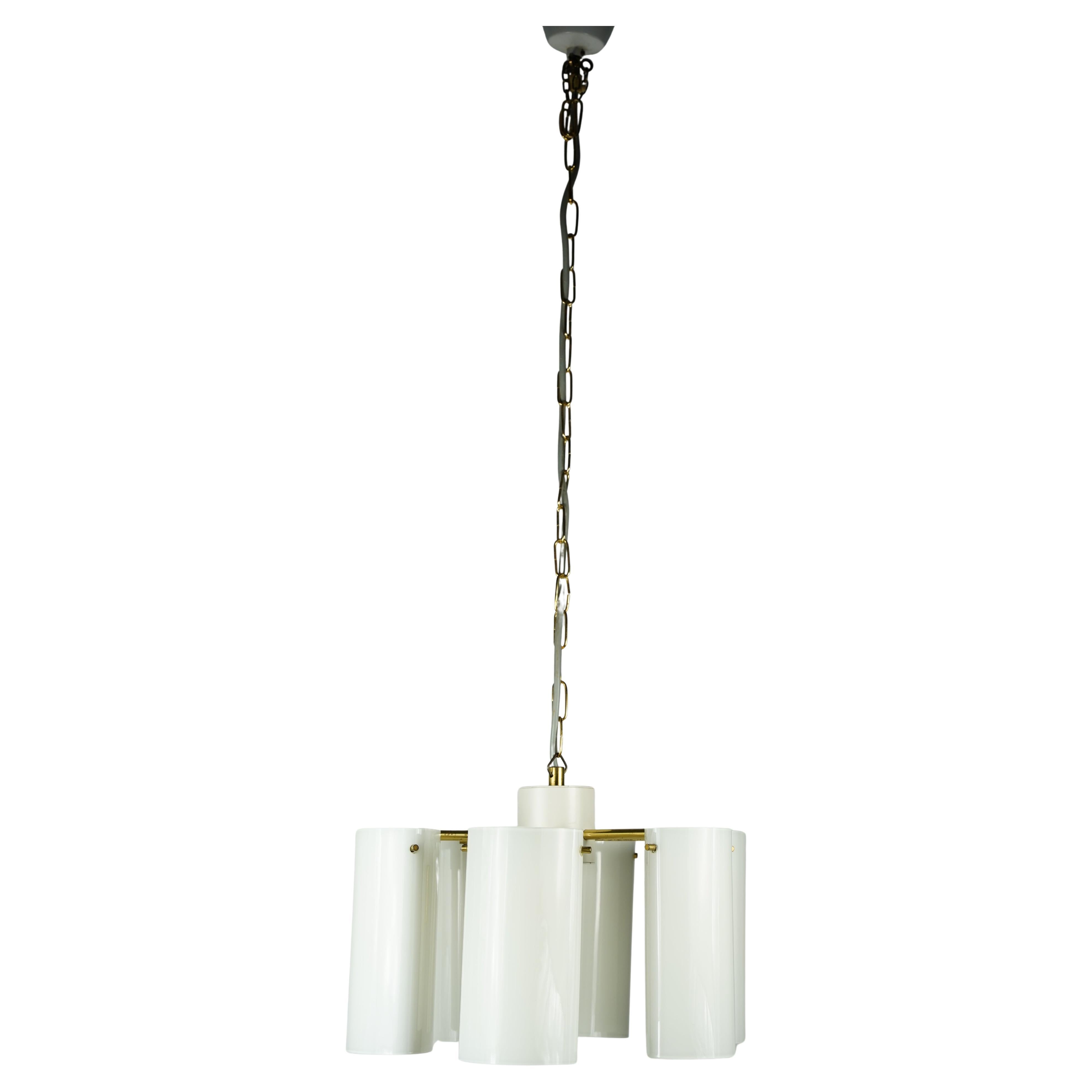 Fagerhult chandelier Glass and Brass, Sweden, 1960