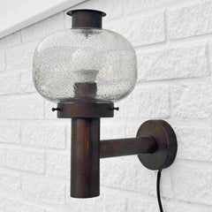 Fagerhult mid century outdoor facade lamp, copper and glass, Sweden, 1970s