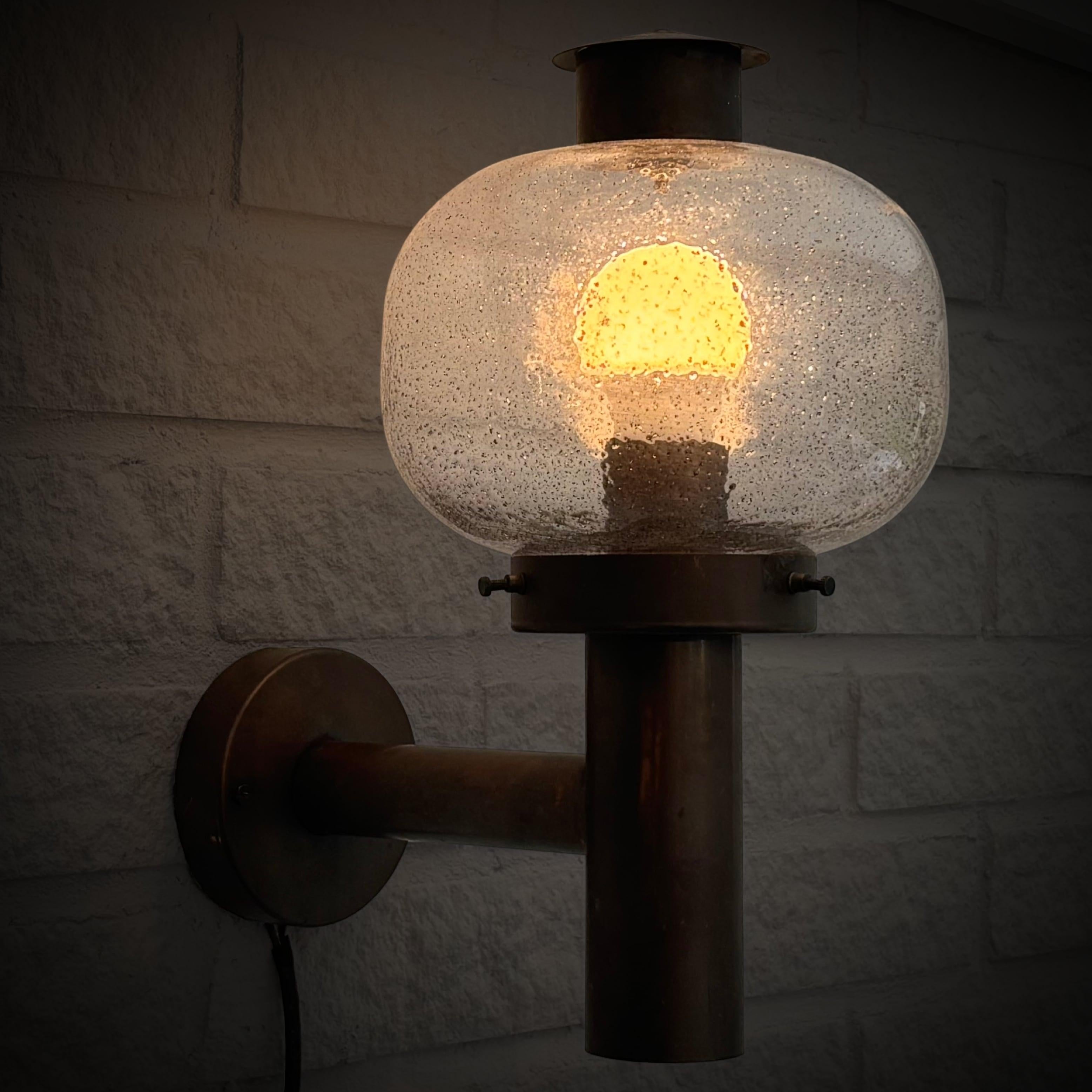 Fagerhult mid century outdoor facade lamp, copper and glass, Sweden, 1970s (Kupfer) im Angebot