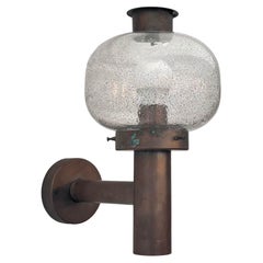 Fagerhult mid century outdoor facade lamp, copper and glass, Sweden, 1970s