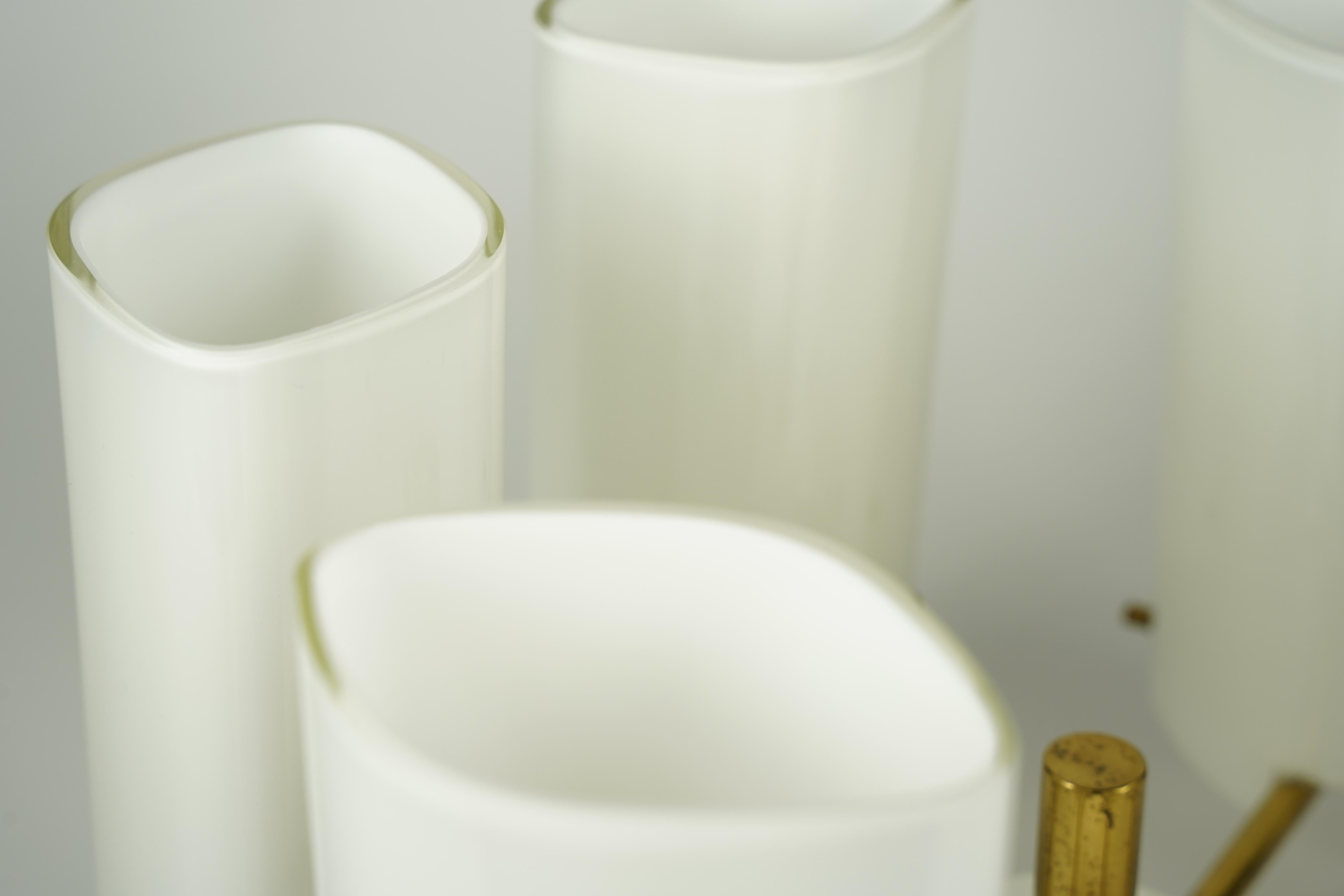 Fagerhult Semi Flush Mount Opaline Glass and Brass, Sweden, 1960 For Sale 11