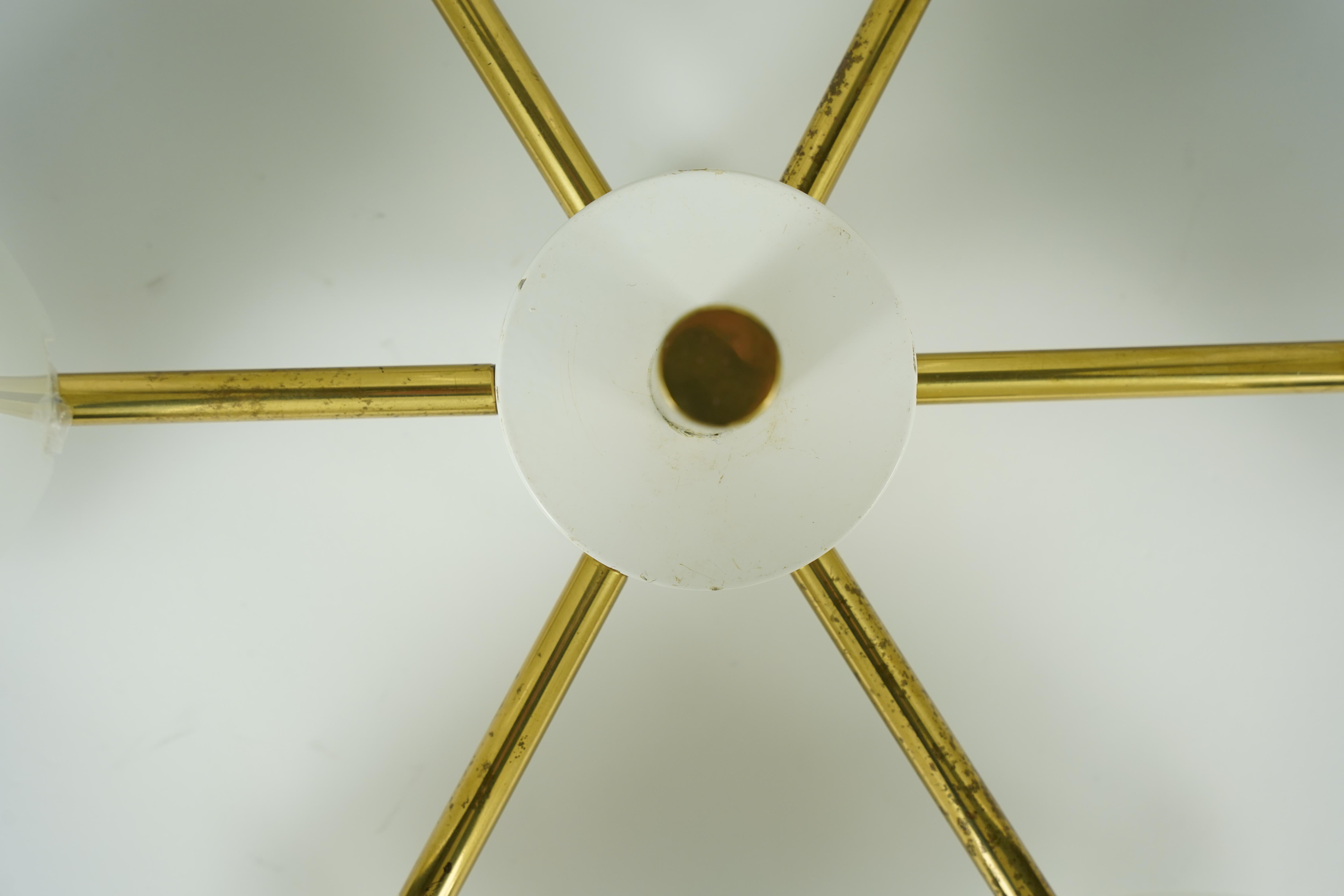 Fagerhult Semi Flush Mount Opaline Glass and Brass, Sweden, 1960 For Sale 12