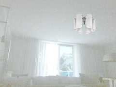 Fagerhult Semi Flush Mount Verre opalin et laiton, Suède, 1960