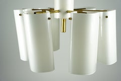 Fagerhult Semi Flush Mount Verre opalin et laiton, Suède, 1960