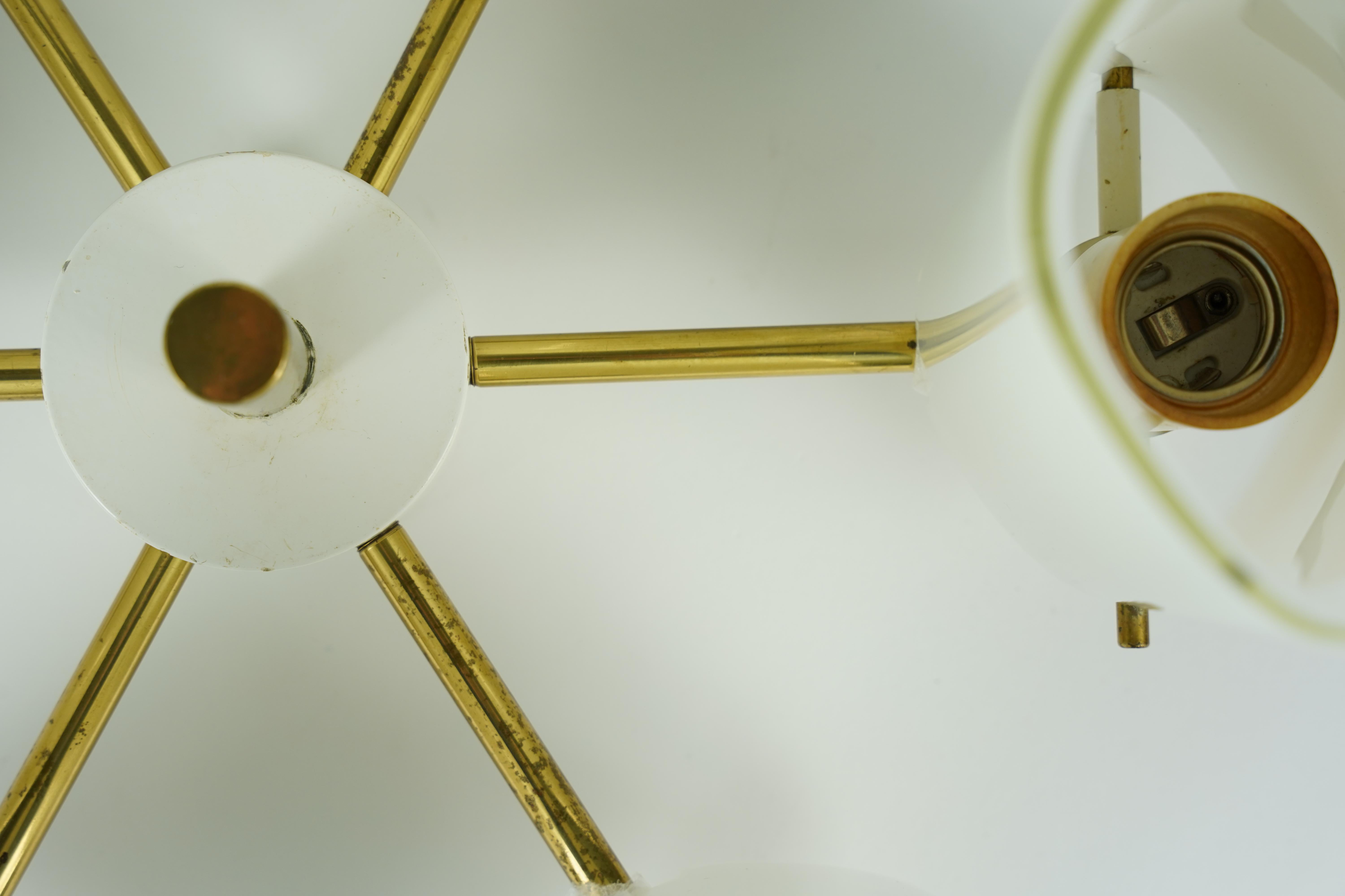 Fagerhult Semi Flush Mount Opaline Glass and Brass, Sweden, 1960 For Sale 13