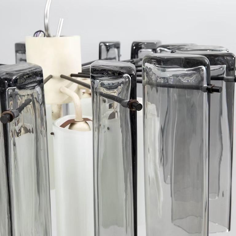 Modern Fagerhult Semi Flush Mount smokey/ Opaline Glass , Sweden, 1960 For Sale