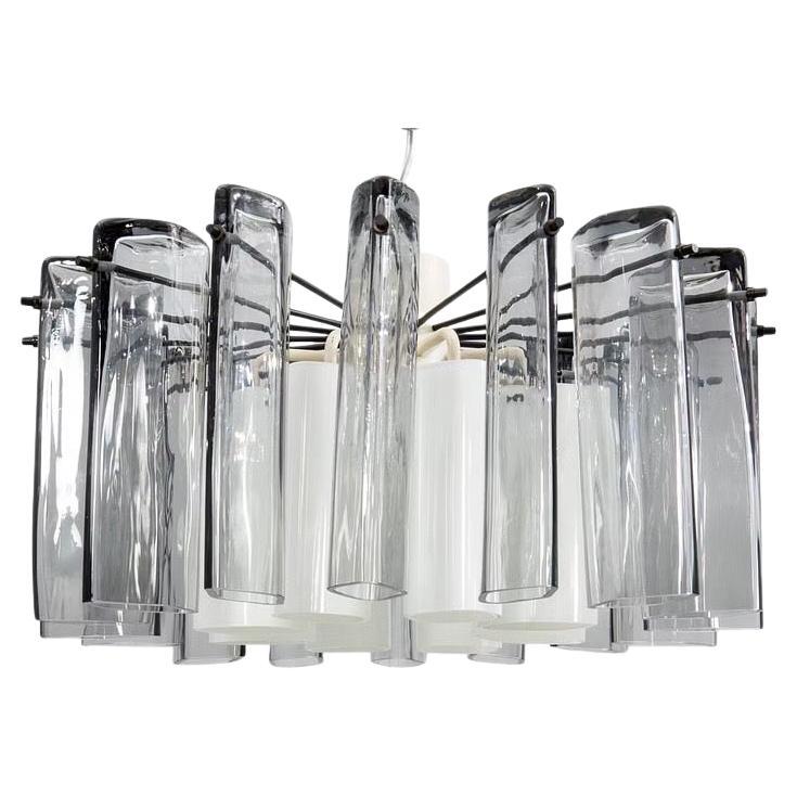 Cast Fagerhult Semi Flush Mount smokey/ Opaline Glass , Sweden, 1960 For Sale