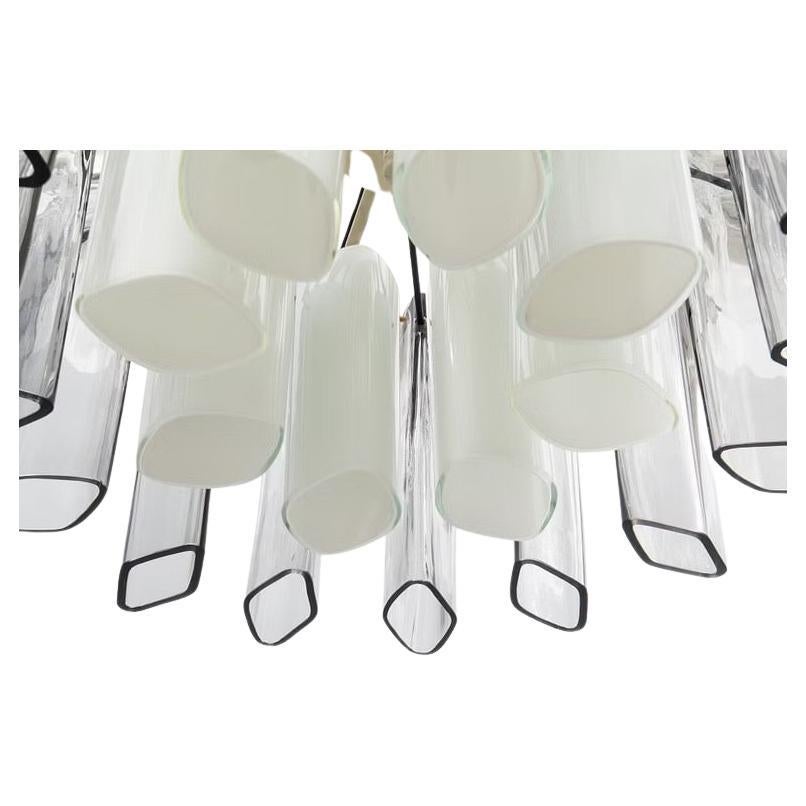 Fagerhult Semi Flush Mount smokey/ Opaline Glass , Sweden, 1960 In Good Condition For Sale In Bronx, NY