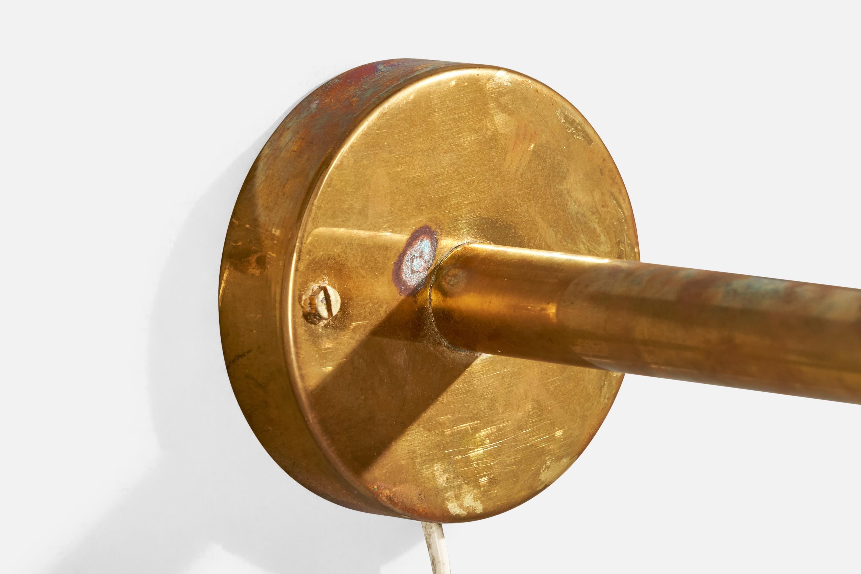 Fagerhults Belsyning, Wall Lights, Brass, Fabric, Sweden, 1960s 4