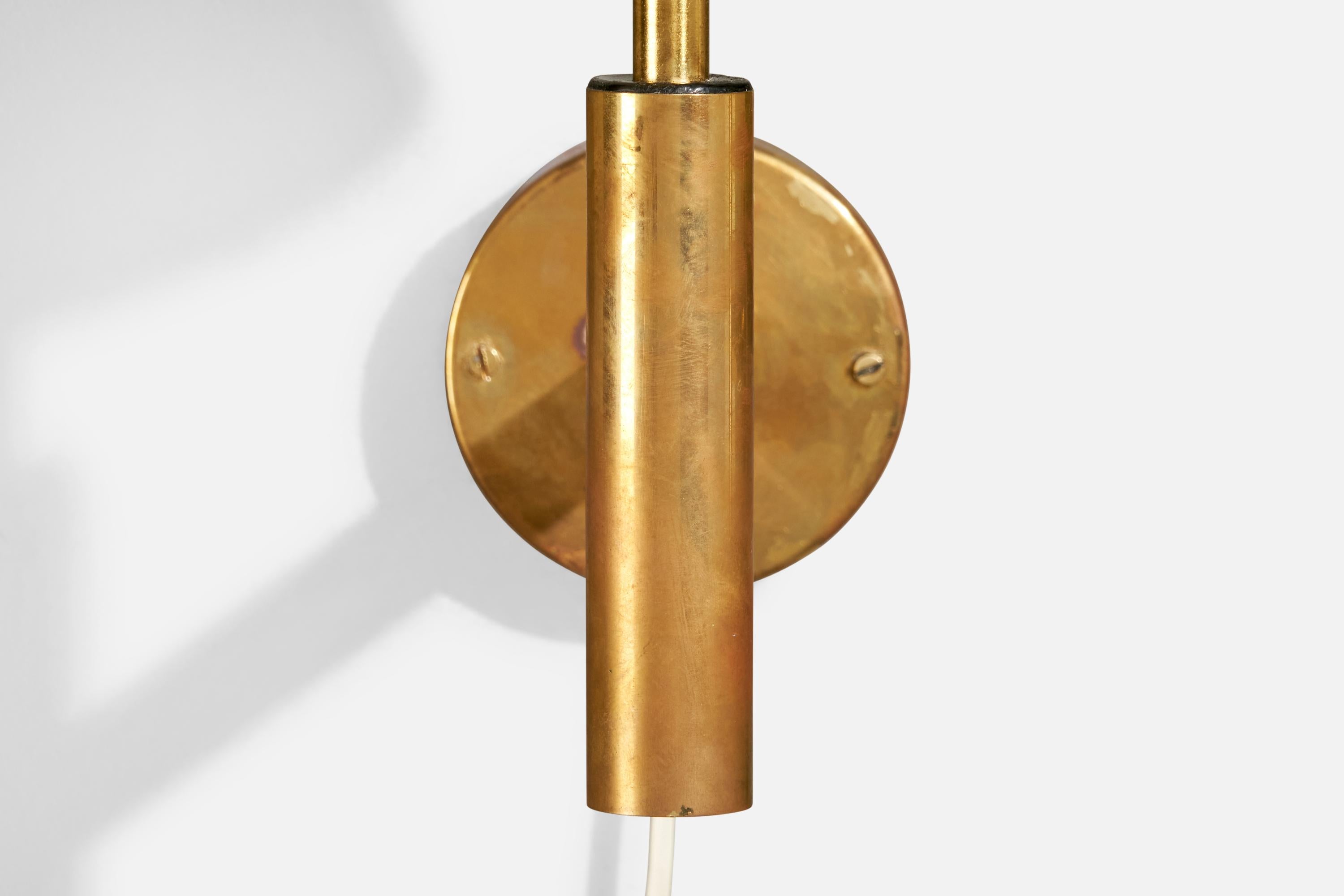 Fagerhults Belsyning, Wall Lights, Brass, Fabric, Sweden, 1960s 5