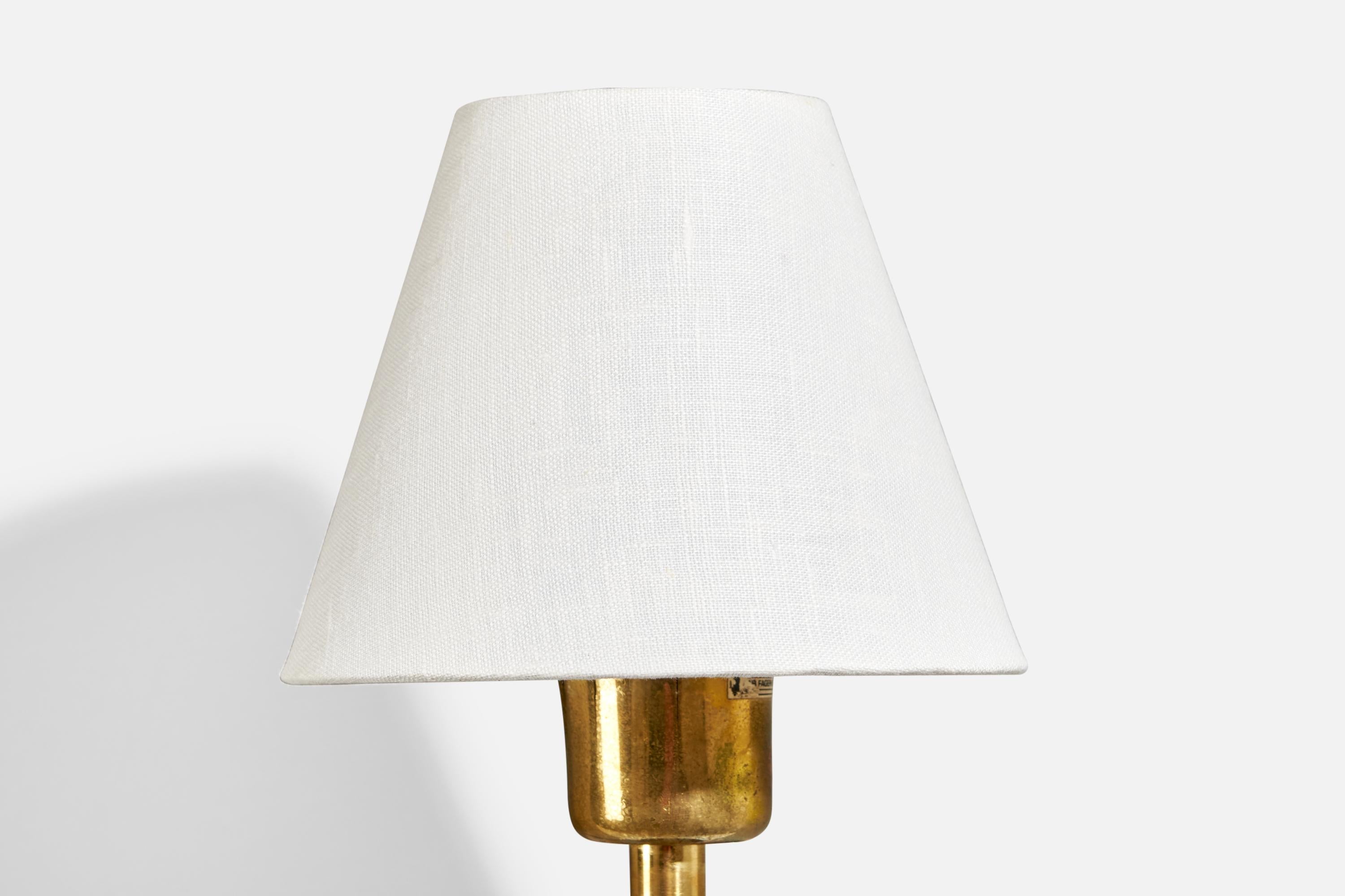 Swedish Fagerhults Belsyning, Wall Lights, Brass, Fabric, Sweden, 1960s