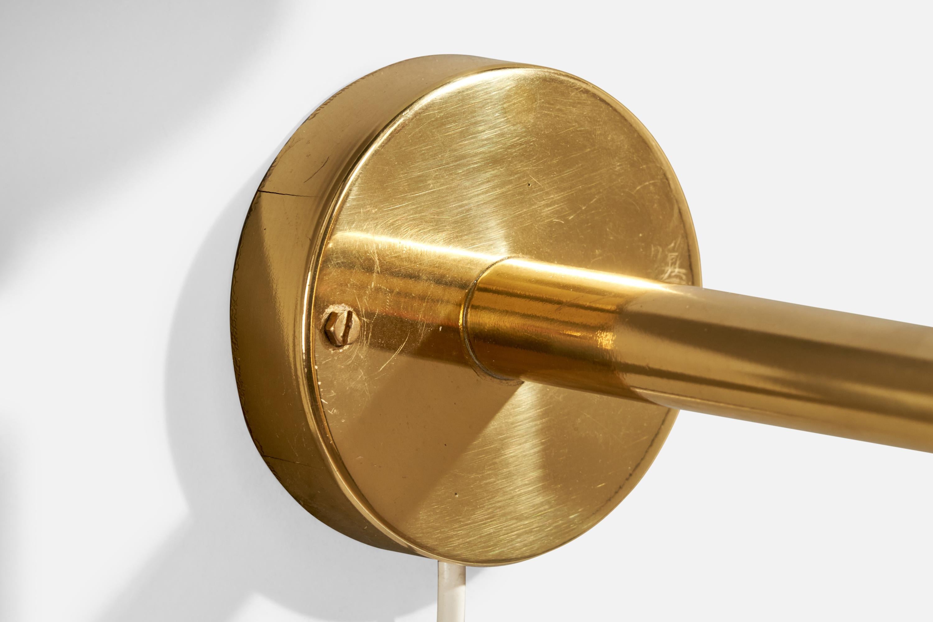 Fagerhults Belsyning, Wall Lights, Brass, Fabric, Sweden, 1960s 2