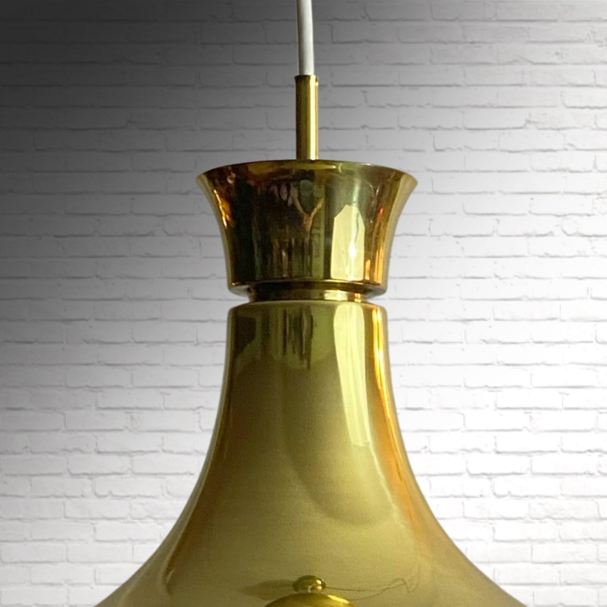 Brass Fagerhults Belysning, a pair of mid-century brass pendant lamps, Sweden, 1960s For Sale