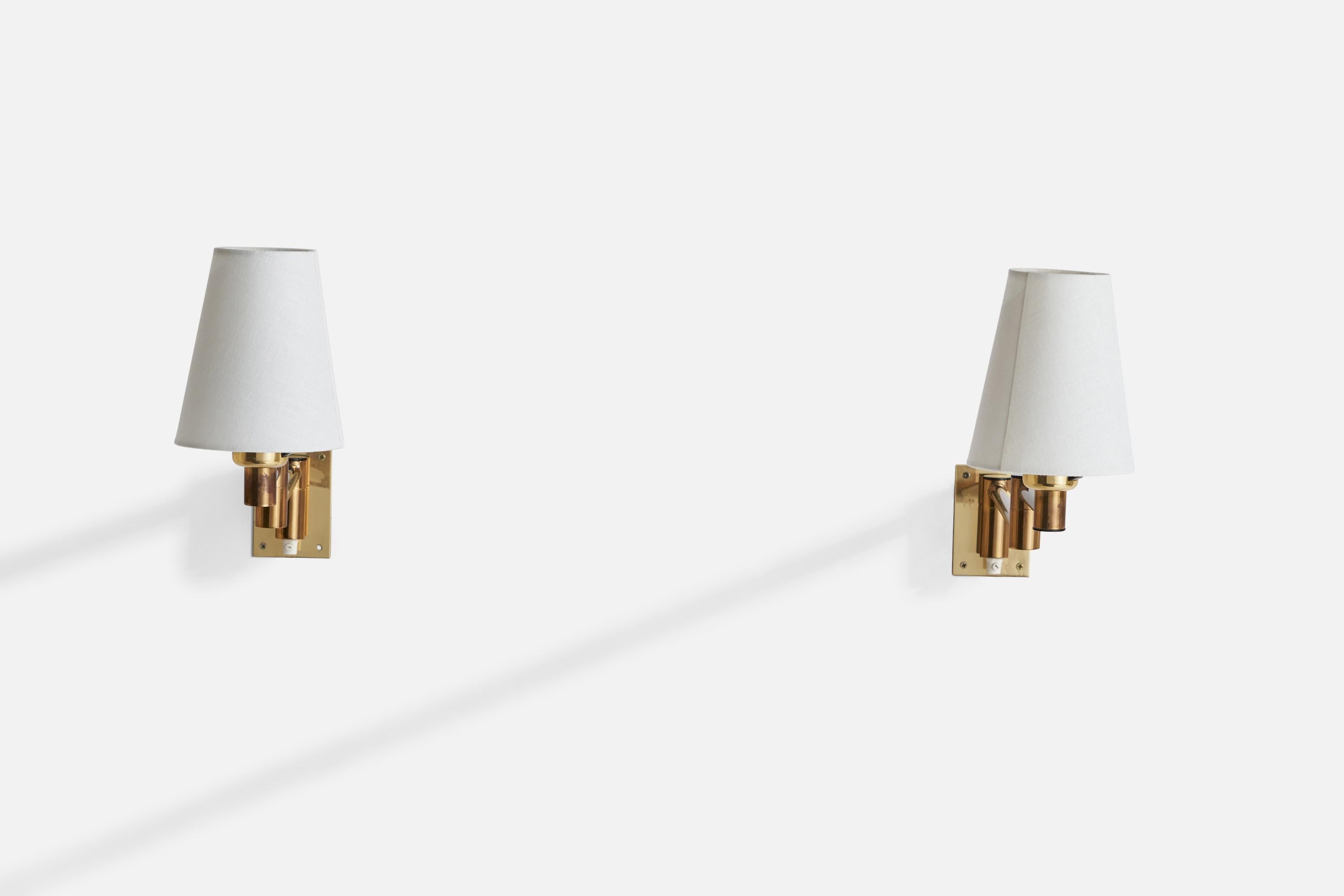 Swedish Fagerhults Belysning, Wall Lights, Brass, Sweden, 1980s For Sale