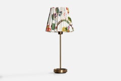 Fagerhults, lampe de table, laiton, tissu, Suède, années 1950
