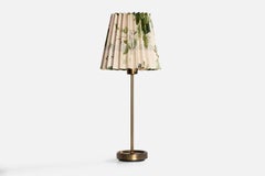 Fagerhults, Table Lamp, Brass, Fabric, Sweden, 1950s