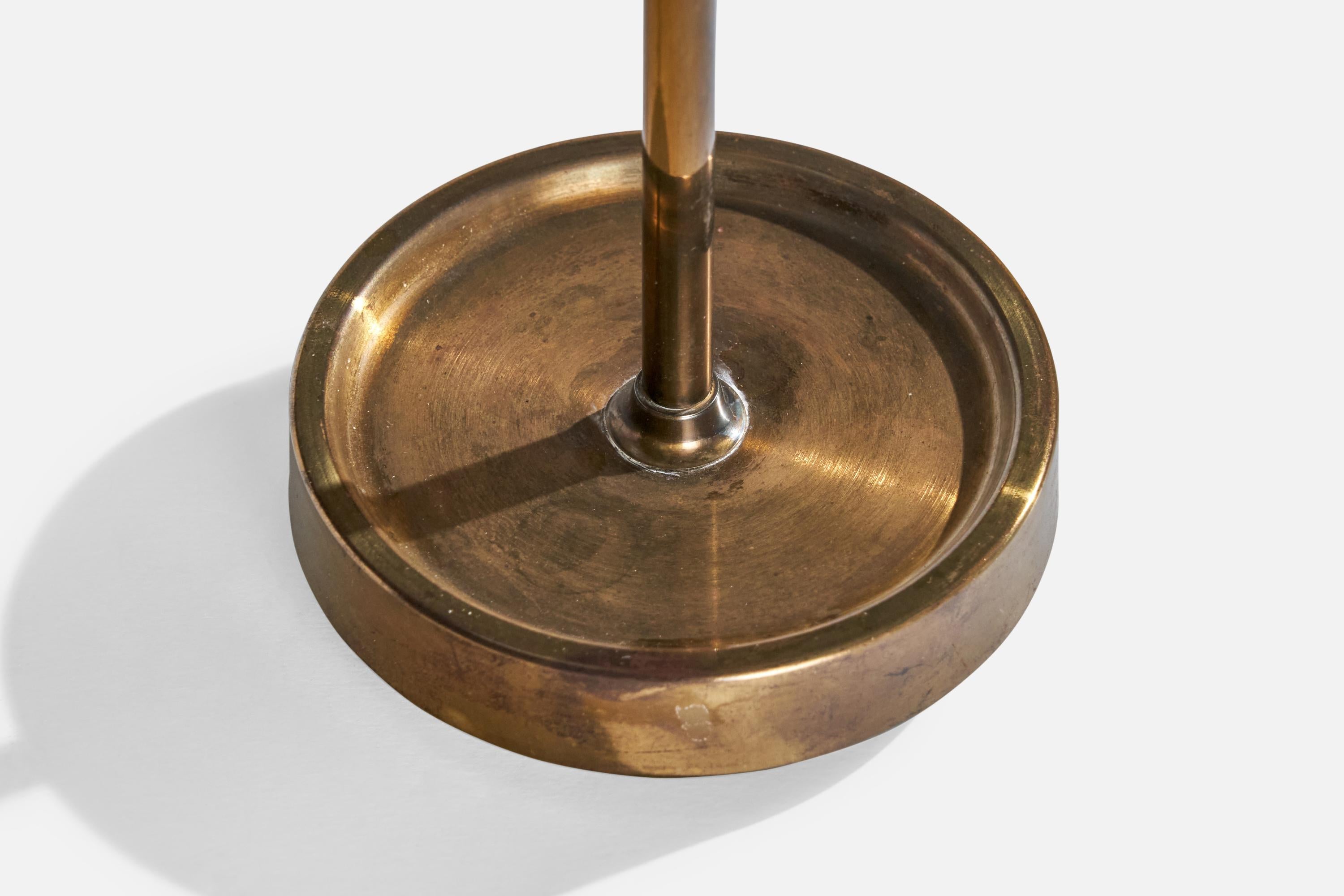 Fagerhults, Table Lamp, Brass, Fabric, Sweden, 1950s For Sale 1