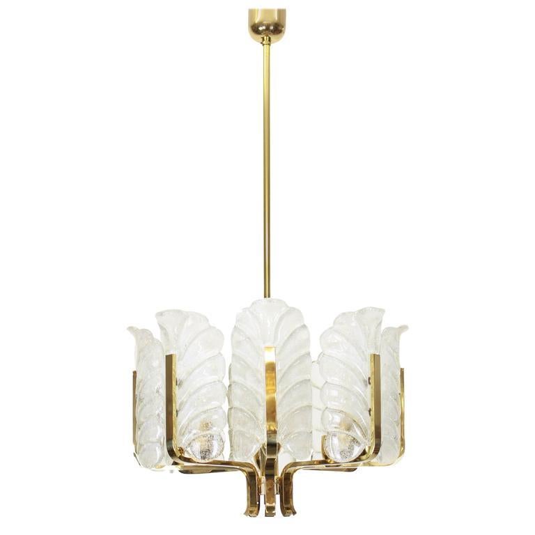 20th Century et of Four Leaves Brass Light Fixtures by Fagerlund for Orrefors, 1960s, Sweden For Sale