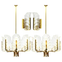 Vintage et of Four Leaves Brass Light Fixtures by Fagerlund for Orrefors, 1960s, Sweden