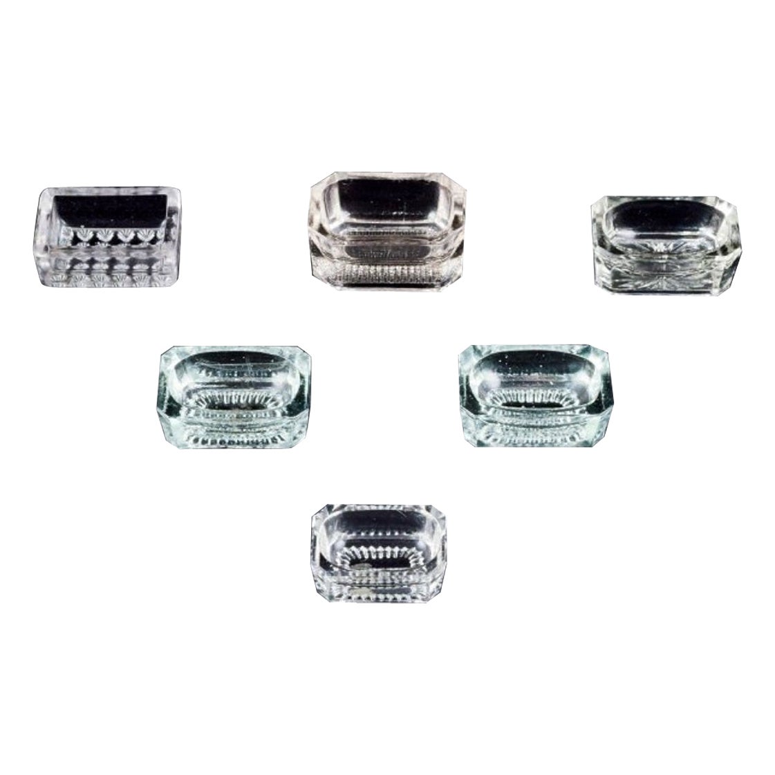 Fåglavik Glasbruk (1874-1980) Sweden. Six salt cellars. Handcrafted clear glass