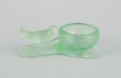 Fåglavik Glasbruk (1874-1980), Sweden. Three salt cellars with birds.