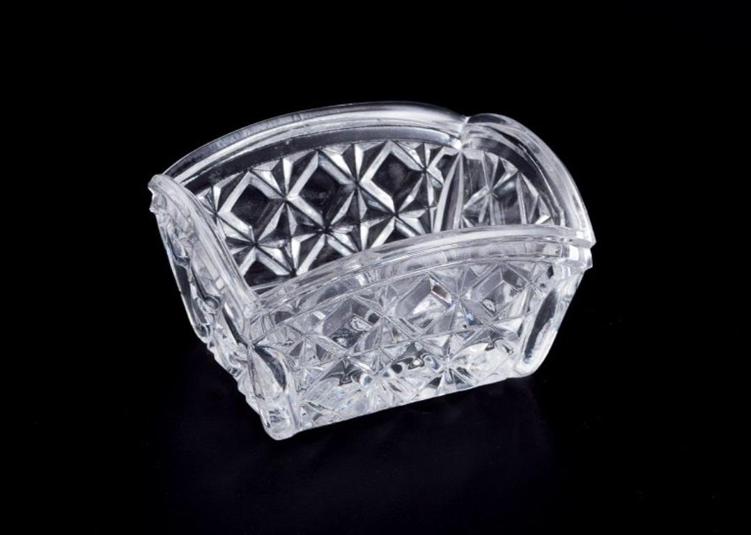 Fåglavik Glasbruk (1874-1980), Sweden.
Five salt cellars in clear handcrafted glass.
Private Swedish collection.
Mid-20th century.
In excellent condition.
Largest: Length 6.0 cm x Diameter 3.5 cm x Height 3.2 cm.
