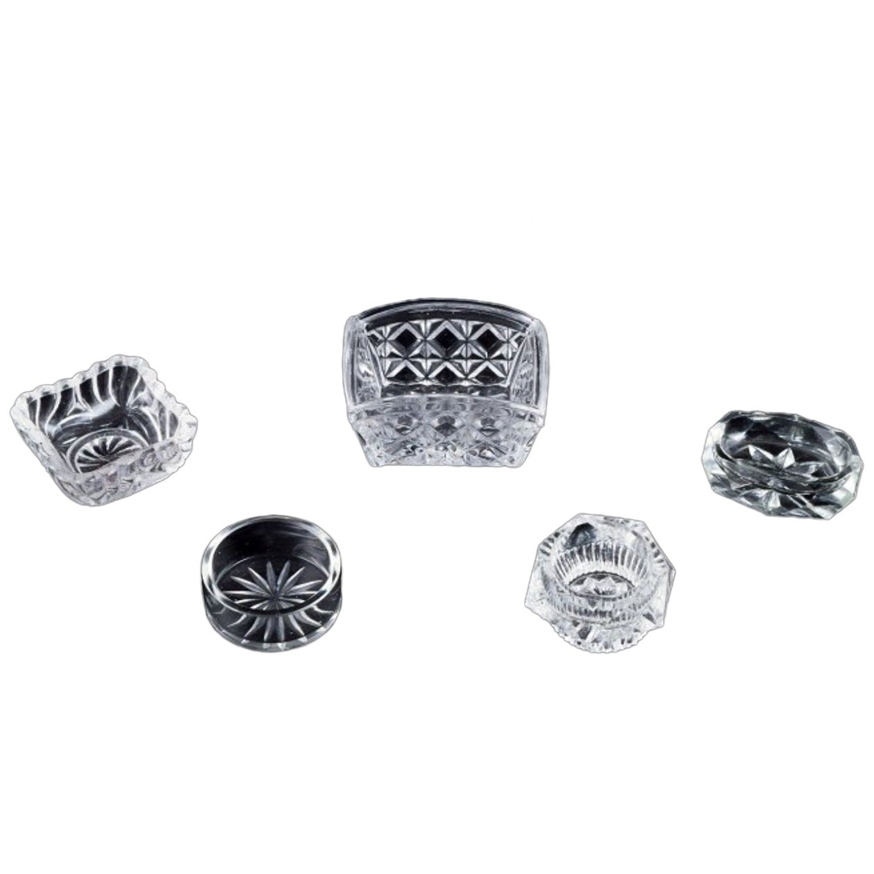 Fåglavik Glasbruk. Five glass salt cellars. Sweden, mid-20th C.