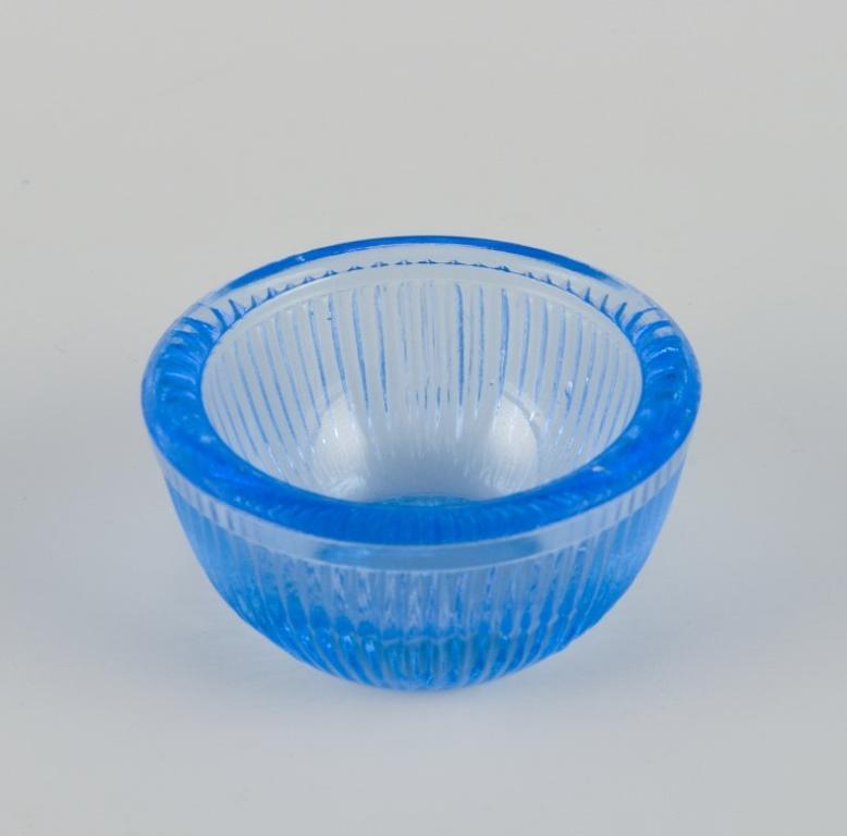 20th Century Fåglavik Glasbruk. Six salt cellars in blue glass. Mid-20th C. For Sale