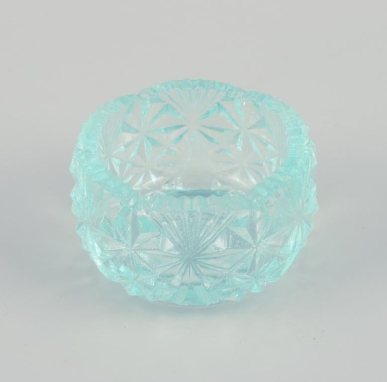 Fåglavik Glasbruk. Six salières en verre bleu Milieu du 20e siècle. en vente 1