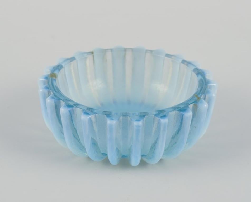 Fåglavik Glasbruk. Six salt cellars in blue glass. Mid-20th C. For Sale 3