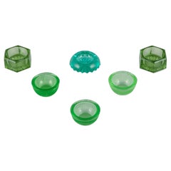 Fåglavik Glasbruk. Six salt cellars in green glass. Mid-20th C.
