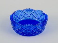 Fåglavik Glasbruk, Sweden. Five salt cellars in blue glass. Mid-20th C.