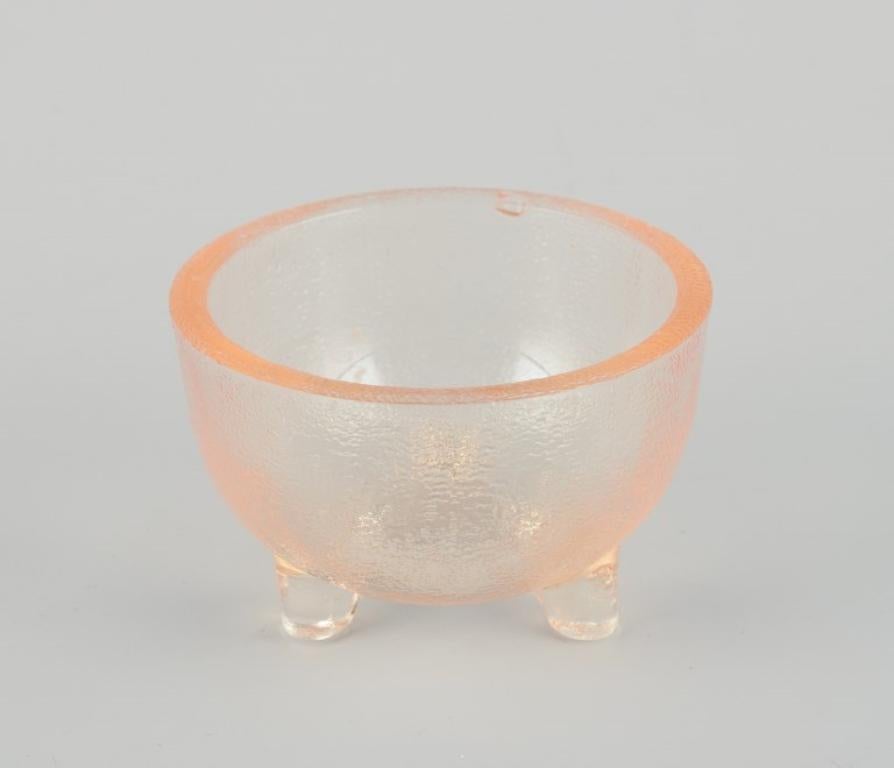 Fåglavik Glasbruk, Schweden. Sechs Salzkeller aus rosa/orangefarbenem Glas. im Angebot 1