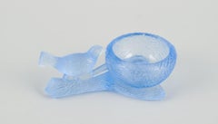 Fåglavik Glasbruk, Sweden. Two salt cellars with birds in colored glass