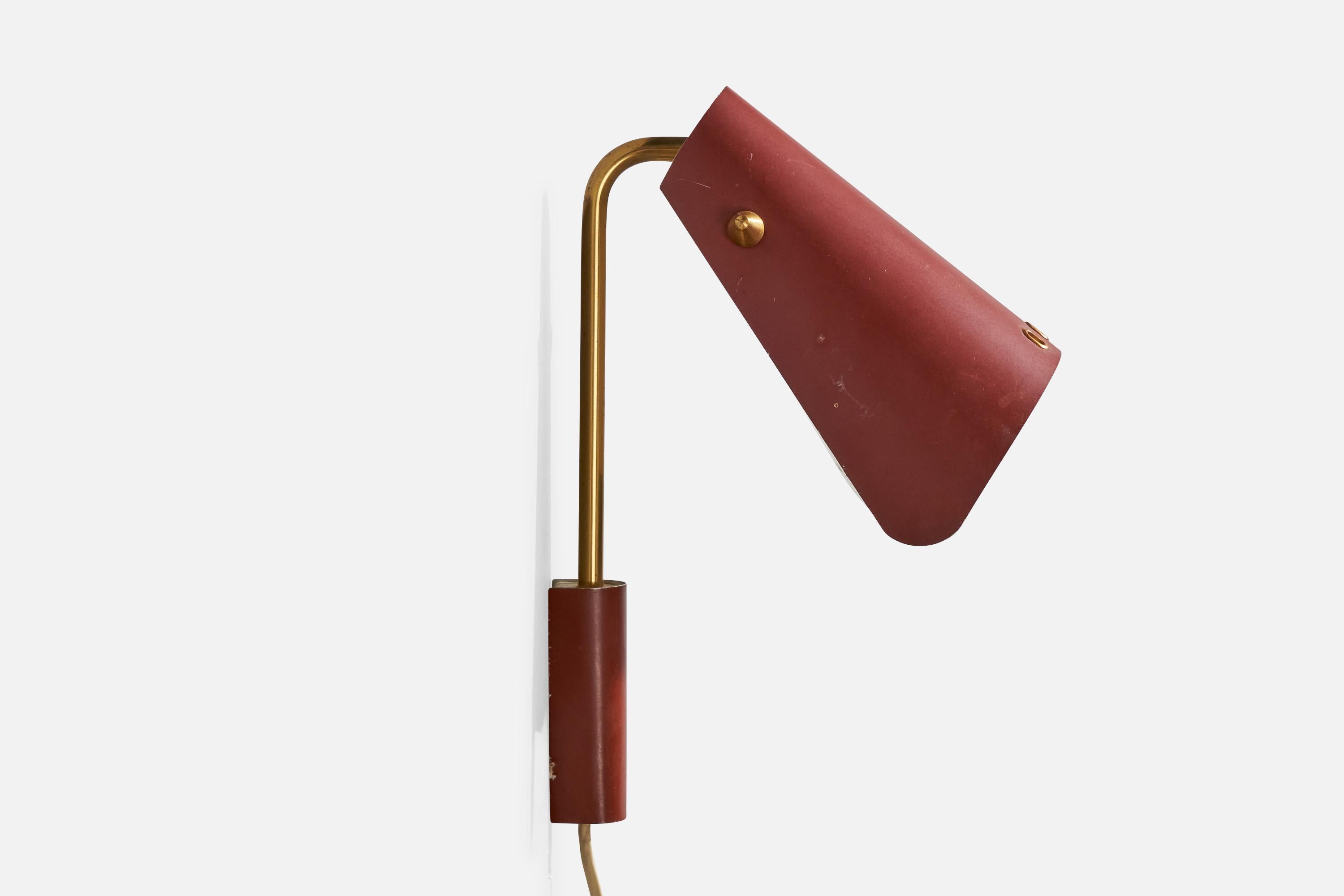 Fåglavik, Wall Light, Brass, Metal, Sweden, 1950s In Fair Condition For Sale In High Point, NC